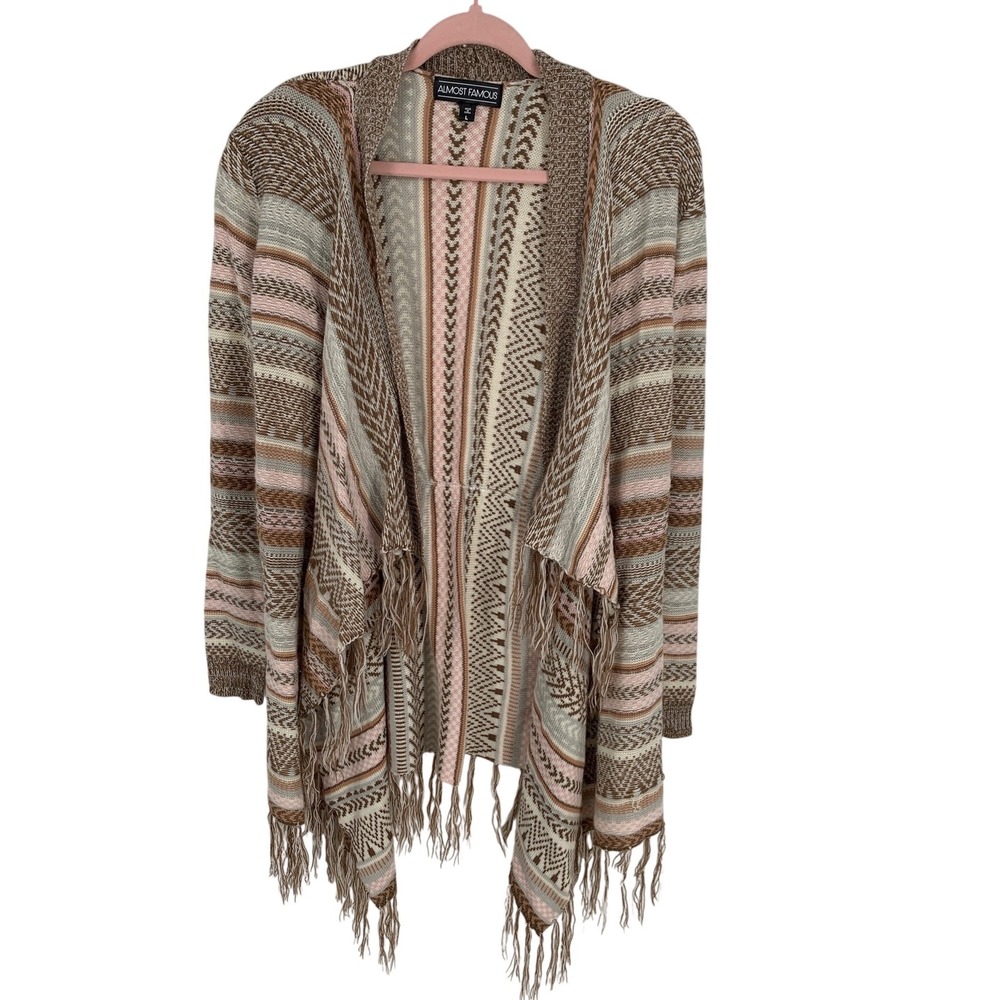 Almost Famous Large Fringe Cardigan Southwestern Boho Acrylic